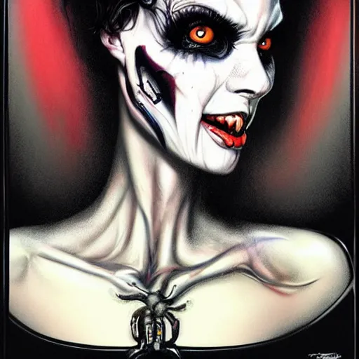 Image similar to giger spider joker portrait, pixar style, by tristan eaton stanley artgerm and tom bagshaw.