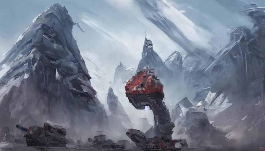 Image similar to big base sovietic, concept art by jama jurabaev, top angle, cinematic shot, trending on artstation, high quality, brush stroke