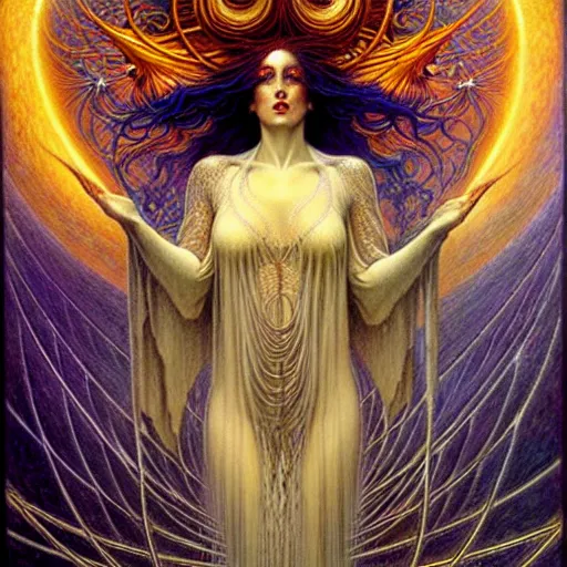 Image similar to Celestial Witch by Jean Delville and Karol Bak