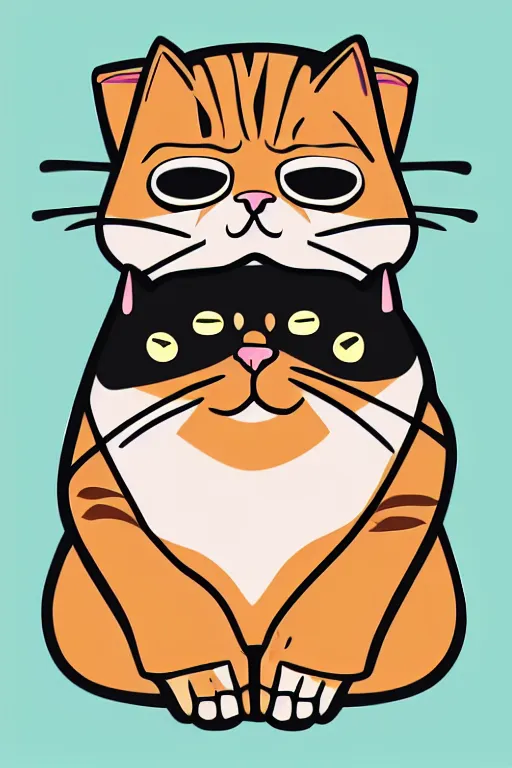 Image similar to Portrait of a cat that is a sumo wrestler, sticker, colorful, illustration, highly detailed, simple, smooth and clean vector curves, no jagged lines, vector art, smooth