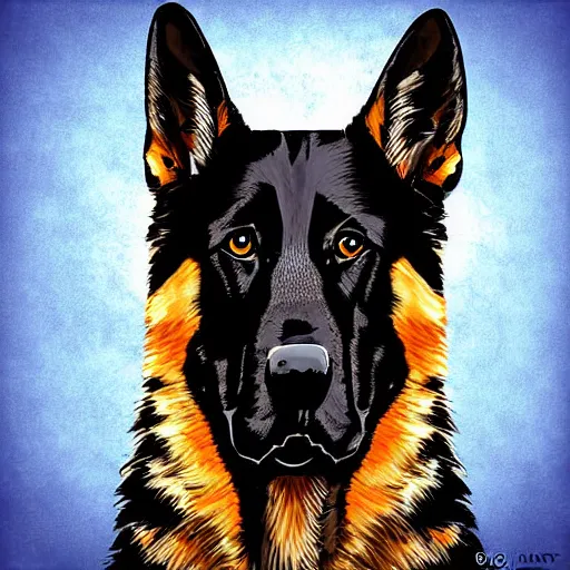 Image similar to anthropomorphic german Shepherd, Digital Art