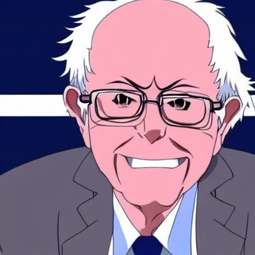 Image similar to Bernie sanders as an anime character, detailed animation, studio ghibli