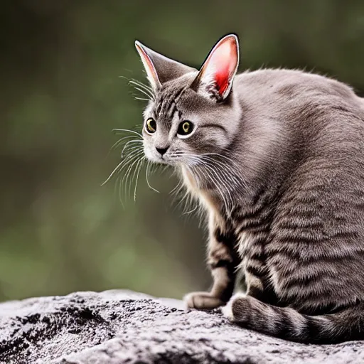 Prompt: a cat - bunny, wildlife photography