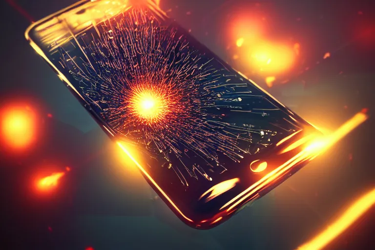 Image similar to explode view of smartphone, highly detailed, photorealistic, reflections, smooth, sharp focus, concept art, illustration, beautiful, geometric, trending on artstation, cinematic, featured on behance