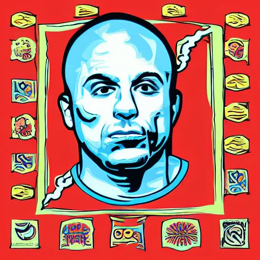 Prompt: joe rogan smoking dmt, digital art, iconic icon, 2 d vector logo, cartoon, t - shirt design