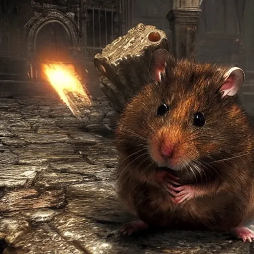 Image similar to a hamster in the video game Dark Souls 3