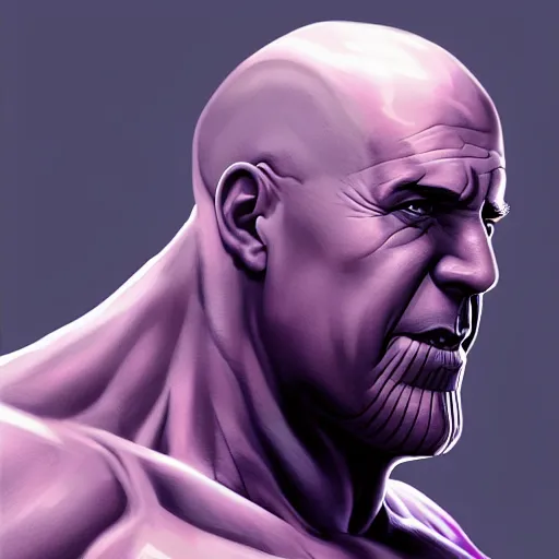 Prompt: thanos looking like vin diesel, realistic digital art, artstation, cinematic