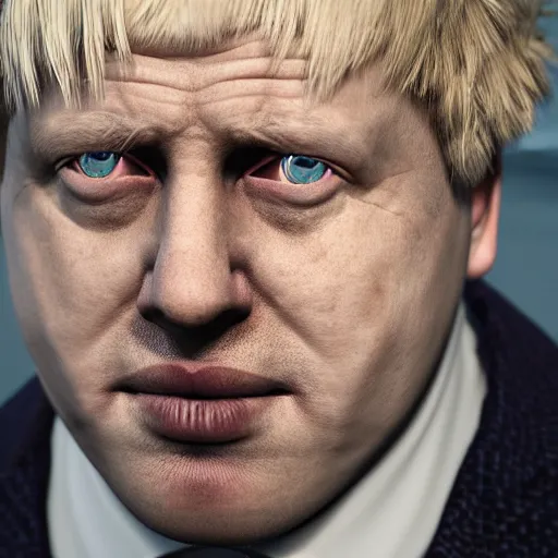 Prompt: Boris Johnson with Janitors body, realistic artstyle, wide shot, dramatic lighting, octane render, hyperrealistic, high quality, highly detailed, HD, beautiful, cinematic, 8k, unreal engine, facial accuracy, symmetrical