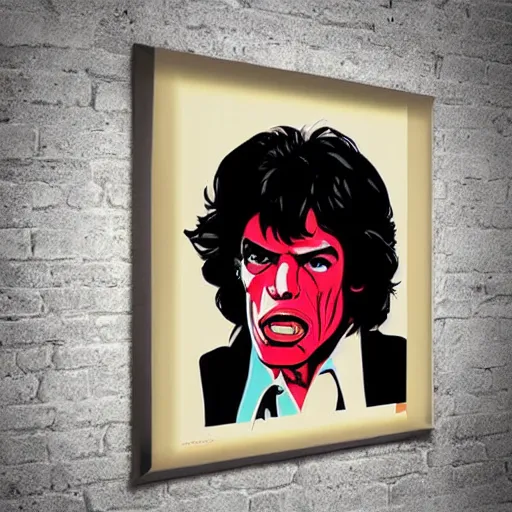 Image similar to individual youthful mick jagger silk screen butcher billy style