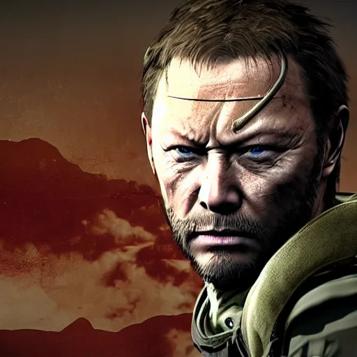 Prompt: limmy in metal gear solid phantom pain, award winning photograph, medium format portrait