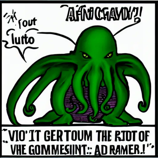 Prompt: Cthulhu getting mad while playing video games