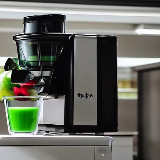 Prompt: an robot juicer machine made by apple inc