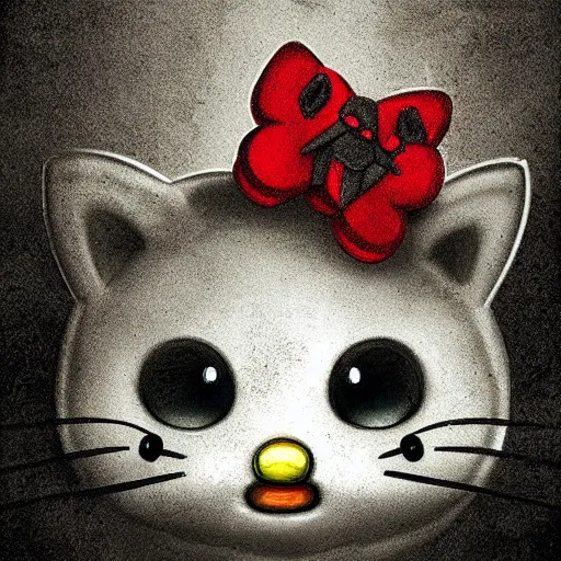 Prompt: Hello Kitty, artwork by Antón Semenov,