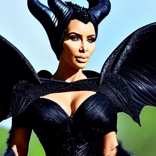 Image similar to A still of Kim Kardashian as Maleficent