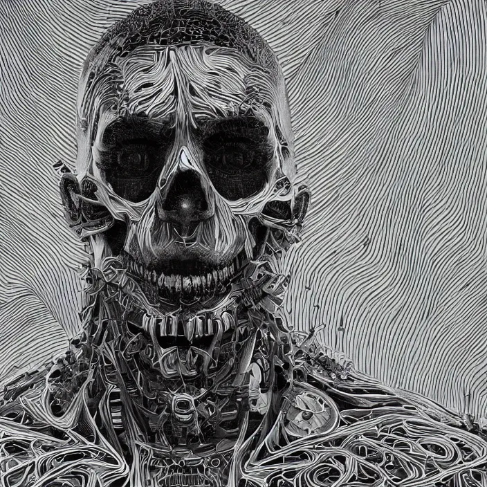 Prompt: portrait of Tom Hardy as a skeleton. intricate abstract. intricate artwork. nightmare fuel. by Tooth Wu, wlop, beeple, dan mumford. octane render, trending on artstation, greg rutkowski very coherent symmetrical artwork. cinematic, hyper realism, high detail, octane render, 8k, iridescent accents