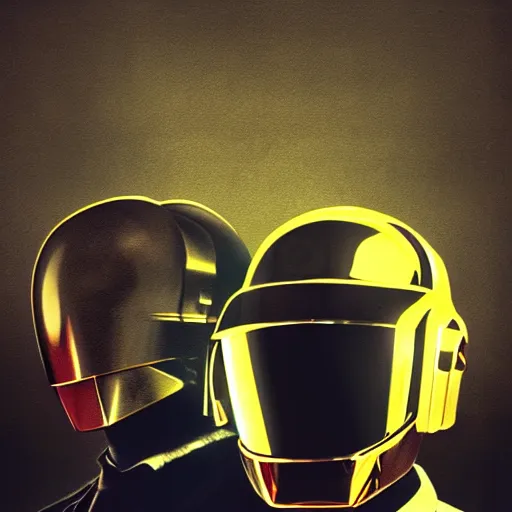 Prompt: portrait of daft punk and daft punk, in a dark and gritty style. dramatic lighting, high quality, realistic.