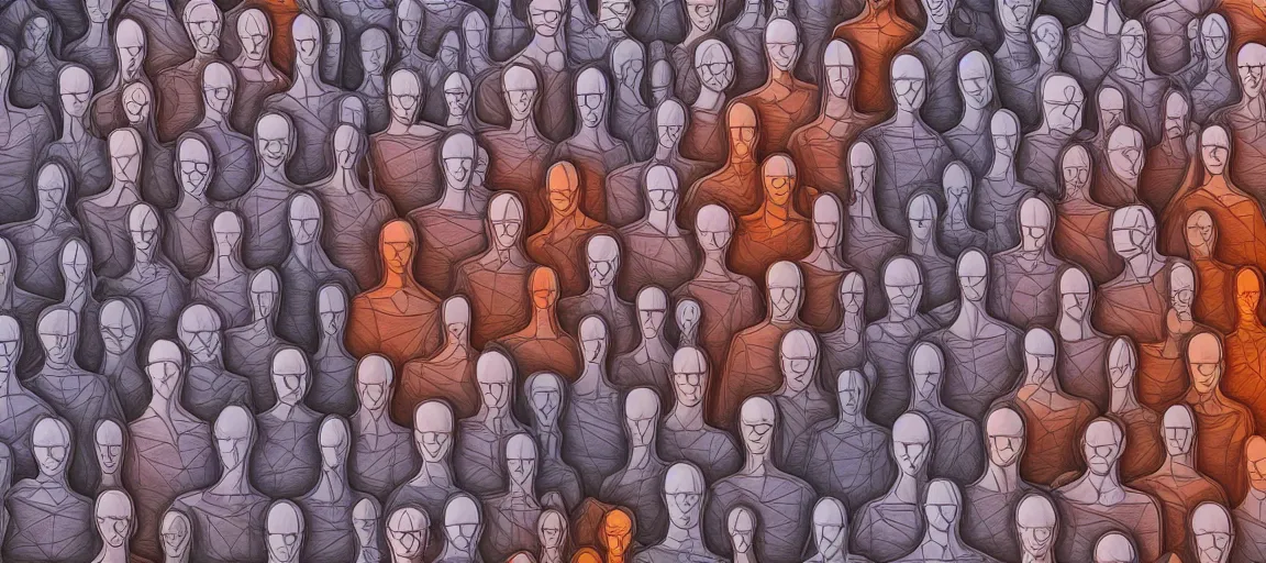 Prompt: symmetry! portrait of multiple human in solid silhouettes, posing, mooc, organic and intricate, elegant, highly detailed, concept art, sharp focus, illustration, high contrast, shadows, painted with colored pencils on white, 8 k