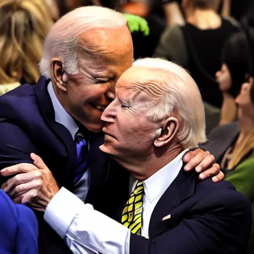 Image similar to yoda snuggles up against joe biden, AP news photograph, high-resolution