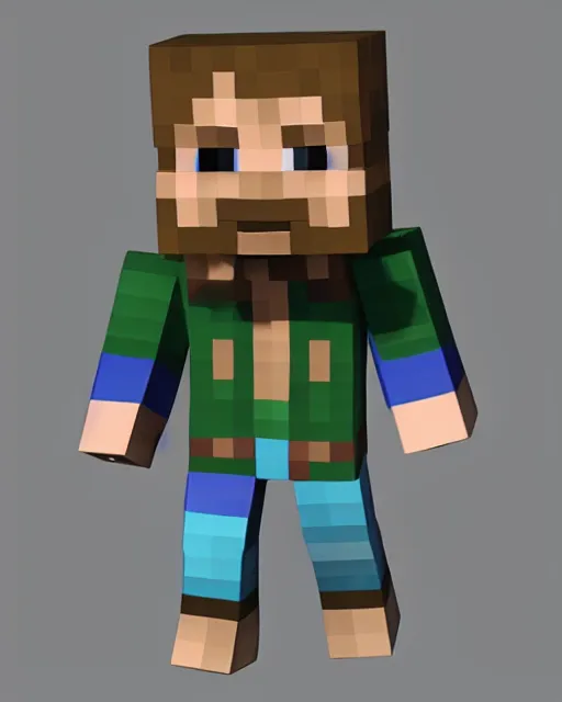 full body 3d render of minecraft steve as a funko pop