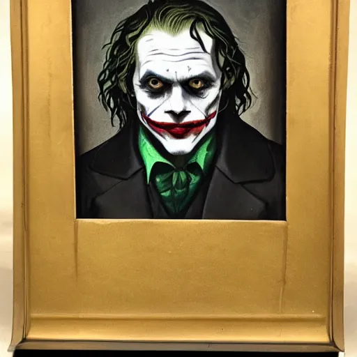 Image similar to a renaissance style portrait painting of The Joker