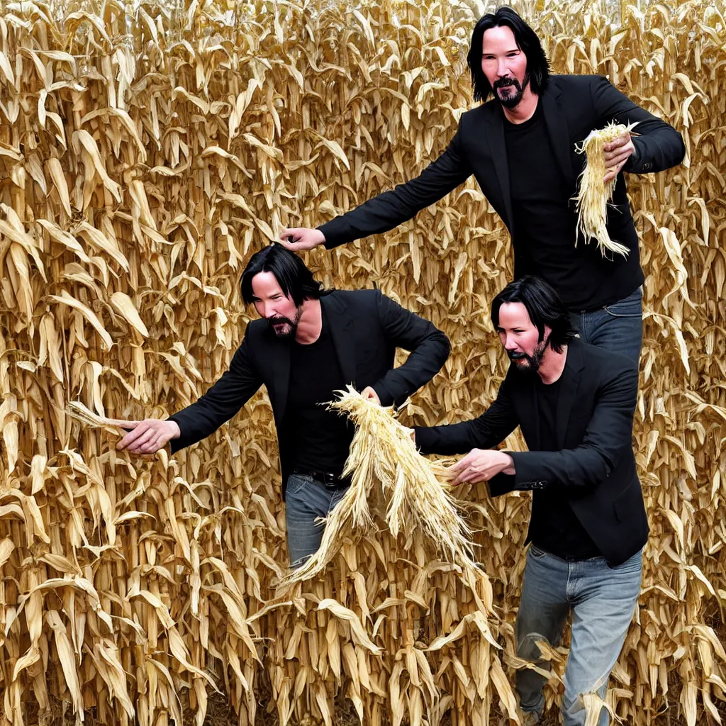 Image similar to keanu reeves harvesting corn