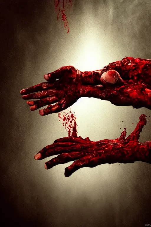 Image similar to bloody hand reaching out from toilet, 3d Guillermo del Toro, dramatic lighting, dark horror, 4k, uhd