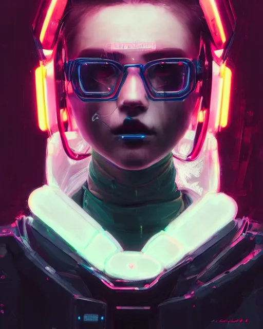 Image similar to detailed portrait neon operator girl, cyberpunk futuristic, neon, reflective puffy coat, decorated with traditional japanese by ismail inceoglu dragan bibin hans thoma greg rutkowski alexandros pyromallis nekro rene margitte, illustrated, perfect face, fine details, realistic shaded, fine - face, pretty face