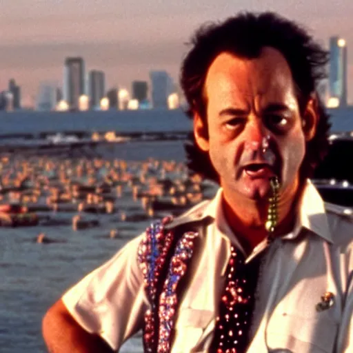 Image similar to bill murray in fear and loathing in las vegas, movie still, promotional shot