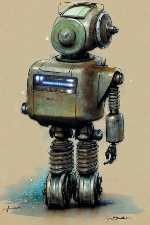 Image similar to ( ( ( ( ( 1 9 5 0 s robot wheeled tracked. muted colors. ) ) ) ) ) by jean - baptiste monge!!!!!!!!!!!!!!!!!!!!!!!!!!!!!!