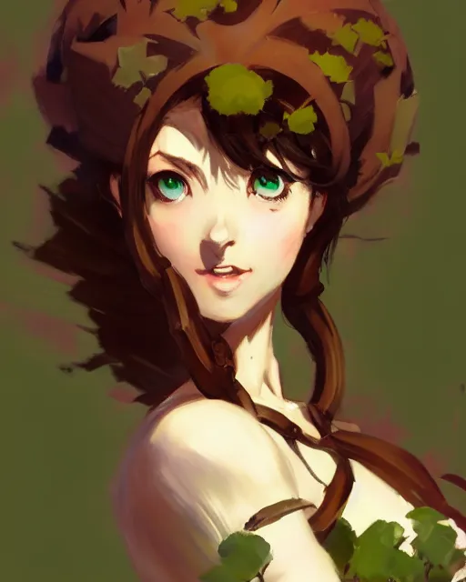 Prompt: greg manchess character concept art of an anime dryad | | anime anime anime, cute - fine - face, pretty face, realistic shaded perfect face, fine details by stanley artgerm lau, wlop, rossdraws, james jean, andrei riabovitchev, marc simonetti, and sakimichan, trending on artstation