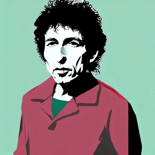 Prompt: vector portrait of bob dylan by paul rand