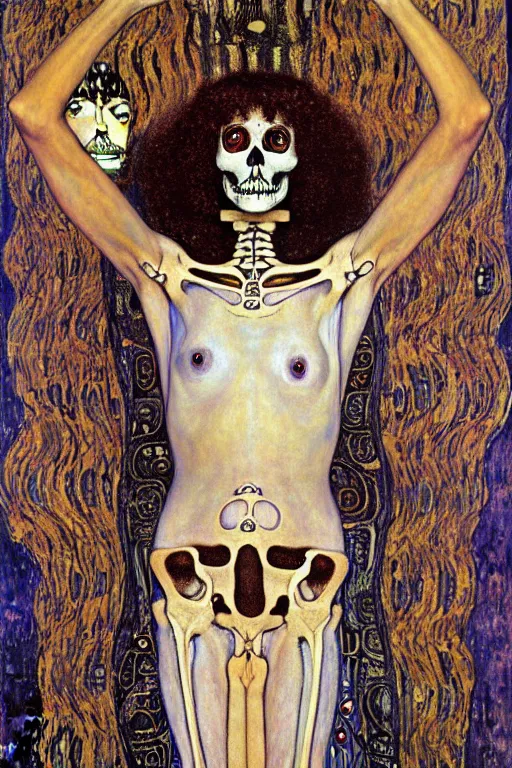 Prompt: skeleton queen, symbolism paintimg of vienna secession movement. in gustav klimt style 1 9 0 1, judith and the head of holofernes