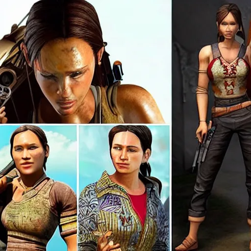 Image similar to give me lara croft wearing batik!