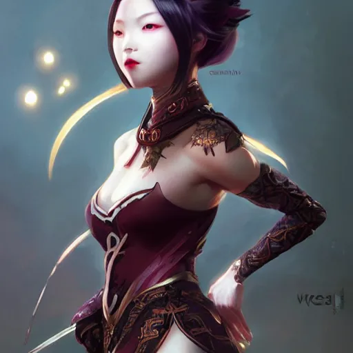 Image similar to charming character yae miko from video game genshin impact full body, dark aesthetic, intricate, elegant, sharp focus, illustration, highly detailed, digital painting, concept art, matte, art by wlop and artgerm and greg rutkowski and jae lee, masterpiece