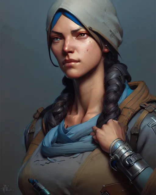 Image similar to ana from overwatch, character portrait, concept art, intricate details, highly detailed by greg rutkowski, michael whelan and gustave dore