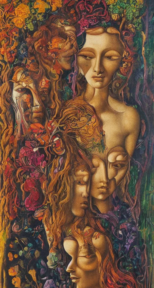 Image similar to floral portrait of man and woman by wojciech siudmak and ernst fuchs, oil on canvas