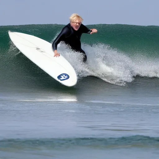 Prompt: boris johnson surfing a sand wave