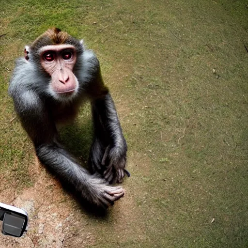 Image similar to photo of a monkey using a drone, 4k ultra hd