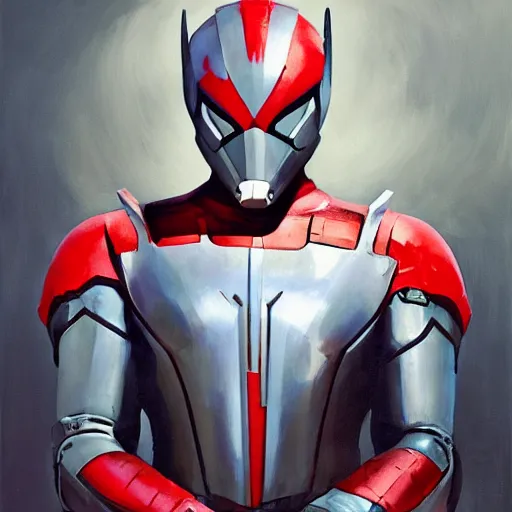 Image similar to greg manchess portrait painting of armored spiderman ultraman grey fox from metal gear cyborg gay japanese - american hybrid as overwatch character, medium shot, asymmetrical, profile picture, organic painting, sunny day, matte painting, bold shapes, hard edges, street art, trending on artstation, by huang guangjian and ail elvgren and sachin teng