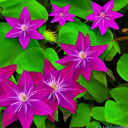 Image similar to clematis theme logo, clematis theme banner, clematis design, clematis in the deep sea, clematis like stars in the sky, trending on artstation, warm light, lovely and cute, fantasy art, 8 k resolution