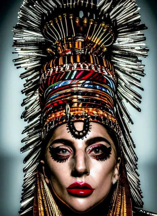 Prompt: lady gaga as a tribal woman, intricate, cinematic lighting, highly detailed, canon 3 5 mm photography, horizontal symmetry, smooth, sharp focus