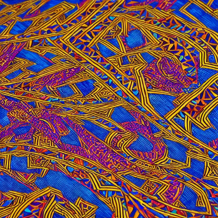 Image similar to hyper realistic wide shot of intricately detailed and colorful african geometric patterns, even lighting, canon eos r 3, iso 2 0 0, 1 / 1 6 0 s, 8 k, raw, unedited, in - frame