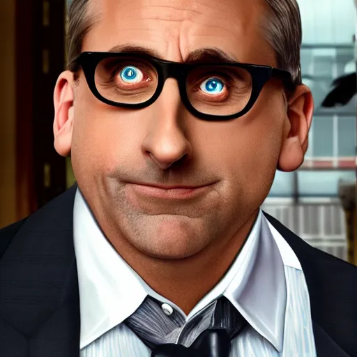 Image similar to Steve Carell reimagined as a Muppet, photorealistic