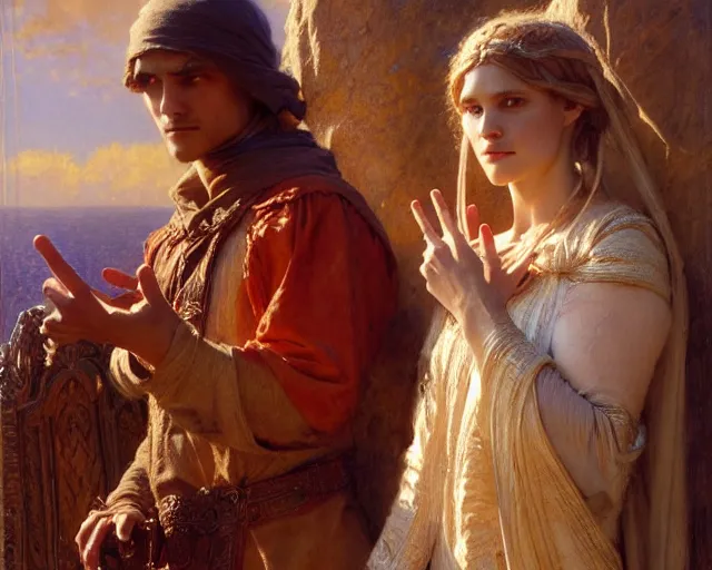 Prompt: dante and beatrice. highly detailed painting by gaston bussiere, craig mullins, j. c. leyendecker 8 k