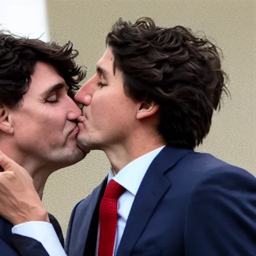 Prompt: high quality high detail justin trudeau kissing naruto