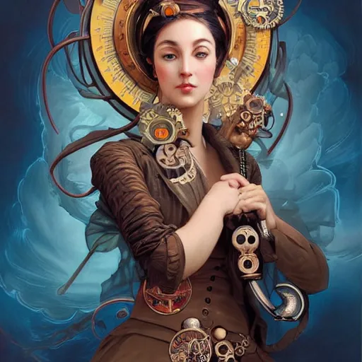 Prompt: a portrait painting of a steampunk fantasy lady, highly detailed, art by tristan eaton and artgerm and william - adolphe bouguereau