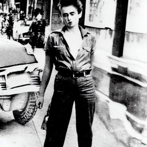 Prompt: James Dean as a woman in Jakarta