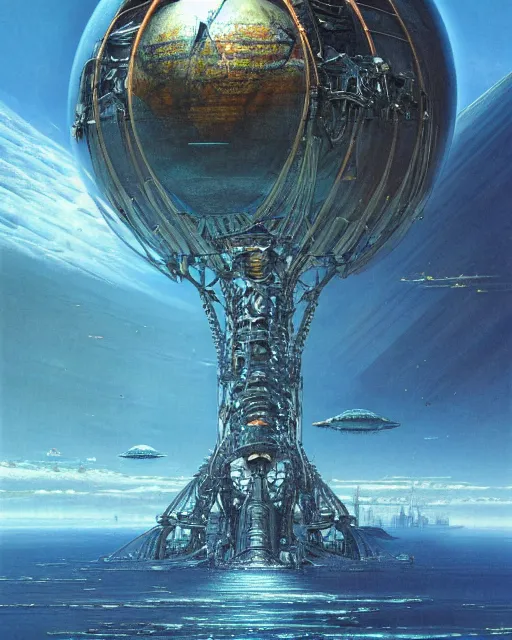 Image similar to blue planet by bruce pennington, biomechanical, 4 k, hyper detailed