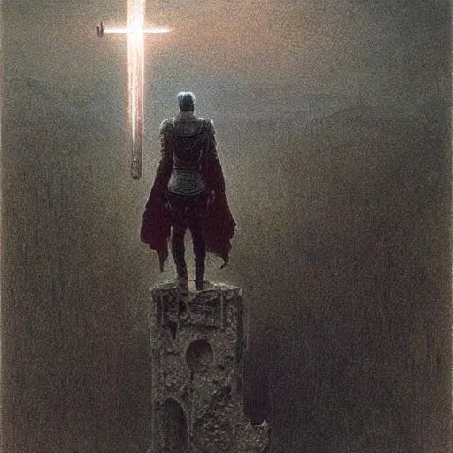 Prompt: thor, god of thunder, art by beksinski