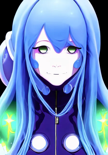 Image similar to portrait of a beautiful slime woman by aramaki shinji, tsurumaki kazuya, smug, 8 k, hd, saturated, flcl, hyperreality, fate grand order, symmetry